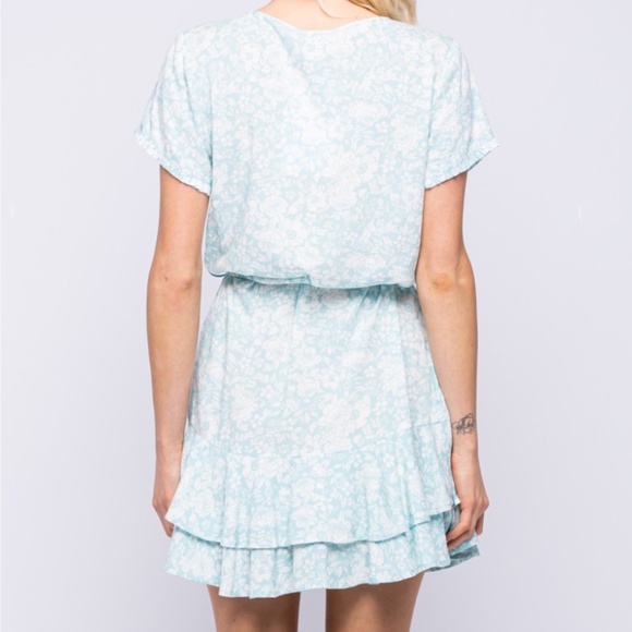 Blue Button Up Dress Self Tie Wrap - Picture 2 of 11